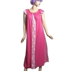 60s 70s Vintage Erica-Loren pink nightgown. Medium